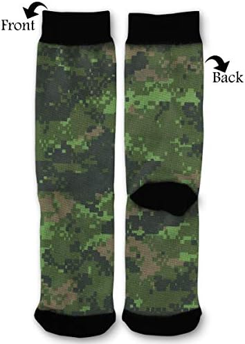 Leisue Camouflage Pattern (Temperate Woodland Variant) High Ankle Sock, Soft Cotton Breathable Polyester Crew Socks for Women Men