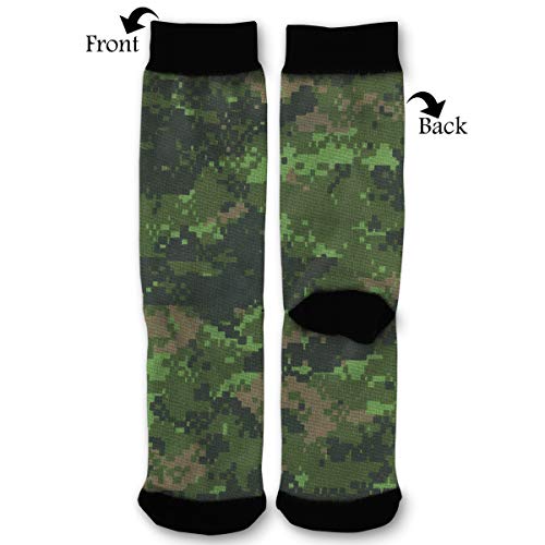 Leisue Camouflage Pattern (Temperate Woodland Variant) High Ankle Sock, Soft Cotton Breathable Polyester Crew Socks for Women Men