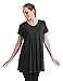 Come Together California CTC WT1057 Womens V Neck Short Sleeve Pleats Tunic Top XL Black