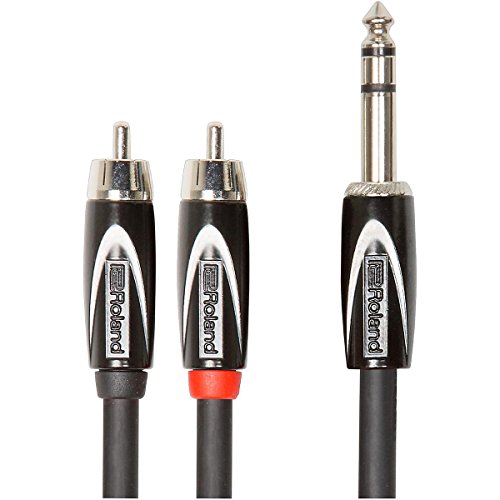 RolandBlack Series Interconnect Cable, 1/4-Inch TRS (Male) to Dual RCA, 5-Feet