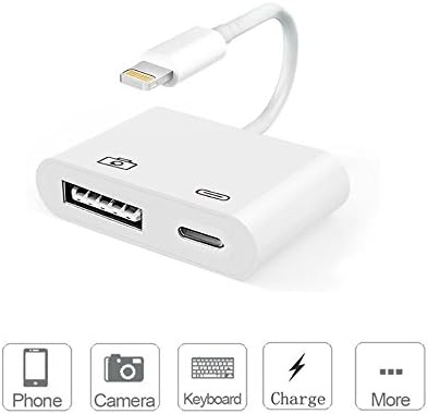 Lightning to USB Camera Adapter Lightning to Lightning Female USB 3.0 Cable with Charging Interface,Data Sync Charge Cable For iPhone 8 8plus X 7 7Plus 6 6s 5 5s iPad Mini Air Pro