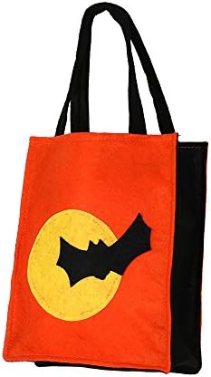 Halloween Candy Bag, WONOUS Halloween Cute Witch's Hat Pumpkin Bat Black Cat Ghost Treat or Trick Kids Children Candy Bag Snack Packaging Children Kids Party Storage Bag Gift with Handle (Bat)