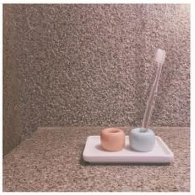 Muji Stand Ceramic Individual Toothbrush Holder Set Of 2 Blue Pink Amazon Ca Home Kitchen