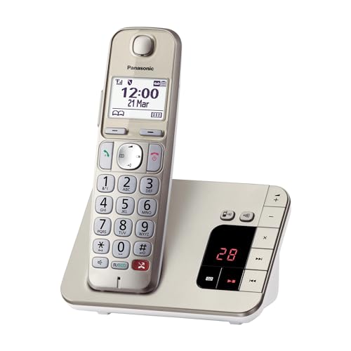 Panasonic KX-TGE260GN Cordless Phone with Answering Machine (Lock up to 1,000 Phone Numbers, Clear Font Size with Strong Contrast, Extra Loud Handset, Full Duplex Hands-Free Calling)