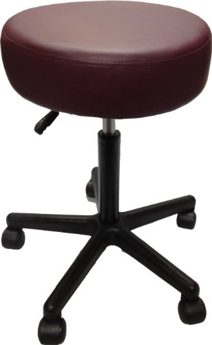 Adjustable Rolling Pneumatic Stool for Massage Tables, Examination Tables, Office and Home Use by Therabuilt®. (Dark Purple, has a tint of burgundy to it) - Thumbnail 2