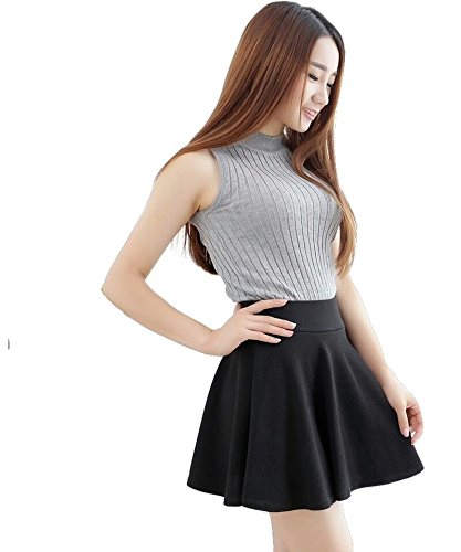 magna women's poly cotton skater skirt (black_small)