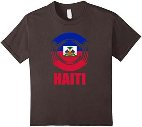 unisex-child Haiti Flag Badge Father's Day Gift Pride T-Shirt 8 Asphalt