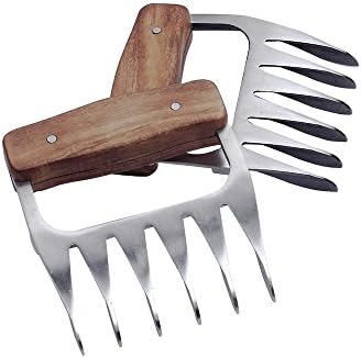 Meat Claws - Sougem Metal Meat Claws for Shredding, Pulling, Lifting and Meat Handling Thicker Durable with Wood Handle
