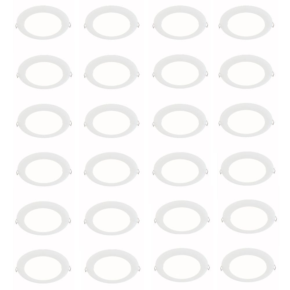 Juno LED Recessed Lights 6 Inch Round Wafer Downlight, 5-in-1 Switchable White Color Temperature, 120 Volts, 6-Inch Ultra-Thin Flat Trim, Matte White (24-Pack) Image