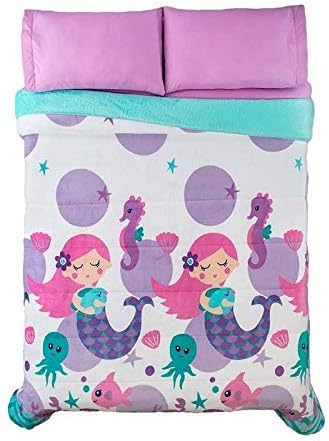 DPW Little Mermaid Cute Blanket with Sherpa Bedding Queen Decoration Gift Girls Teens