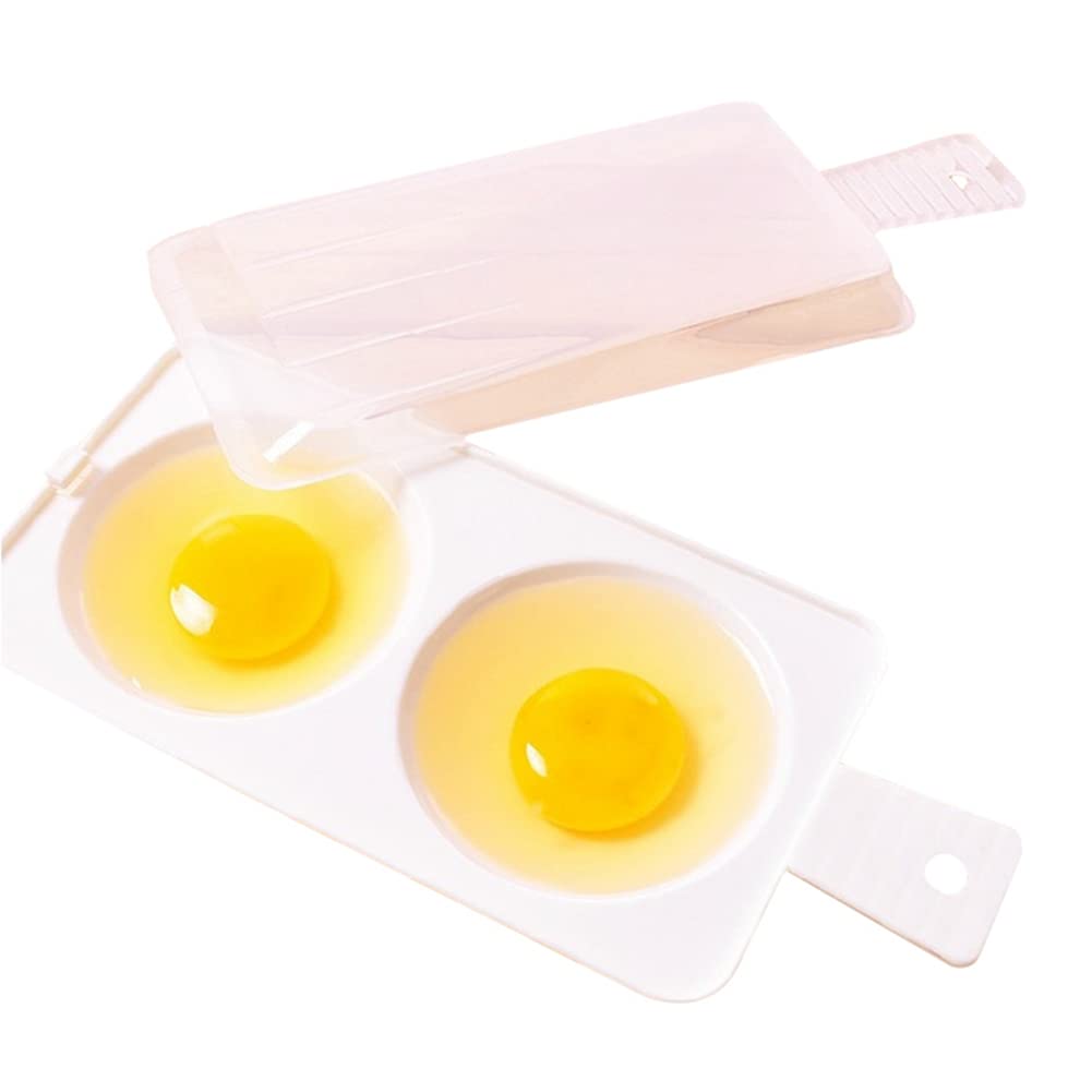 Camidy Egg Poacher, Plastic Microwave Double Egg Poacher, Microwave Oven Egg Steamer Kitchen Cooking Gadgets