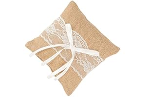 Xingshun 1 PCS Wedding Ring Pillow,Ring Bearer Pillow Ring Cushion with Lace Flower Ring Bearer Cushion for Wedding Ceremony 