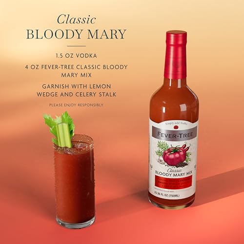FEVER-TREE BLOODY MARY MIX – PREMIUM QUALITY MIXER – MEDIUM SPICY – SKINNY COCKTAILS & MOCKTAILS – CRAFT & BATCH DRINK MIX – NATURALLY SOURCED INGREDIENTS – NON ALCOHOLIC – 25.4 FL OZ GLASS BOTTLE