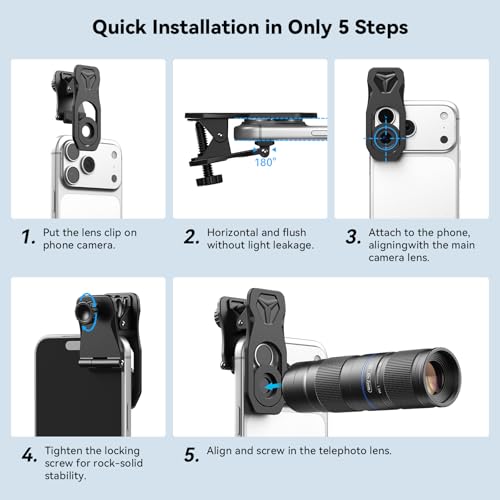 Evil eye 5-10X Zoom Telephoto Lens for Smartphone, Telephoto Photography Lens with Universal Clip, Aluminum Phone Camera Lens Kit, Phone Lens Attachment Fit for iPhone & Android Phone