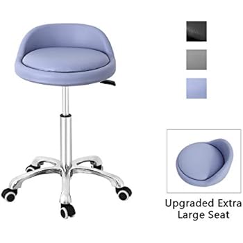 Grace & Grace Professional Gilder Series with Backrest Comfortable Seat Rolling Swivel Pneumatic Adjustable Heavy Duty Stool for Shop, Salon, Office and Home (Extra Large Seat, Purple)