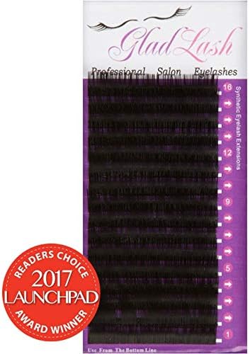 Salon Professional Mink Eyelash Extensions by Glad Lash | C Curl - 0.25 Thickness | 7mm to 16mm Length Options | Individual Single Strands on the Tray | Synthetic Mink | 100% Vegan Lashes | (11mm)