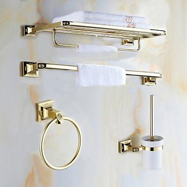 AMEA Mordern Gold Color Luxury Brass Rose Pattern 4pcs Bathroom Accessory Set