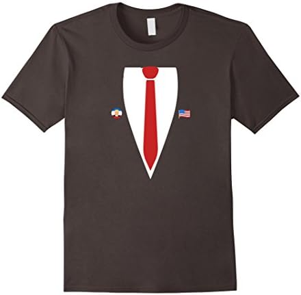 Mens President Trump Suit and Tie T-Shirt Custome Halloween Funn 2XL Asphalt