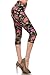 N375-CA-PLUS Pink Peony Capri Print Leggings, Plus Size