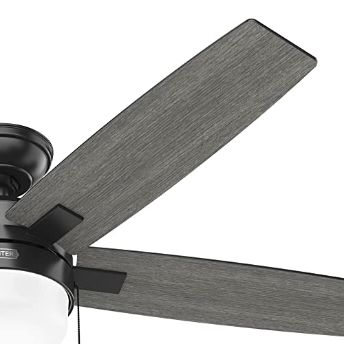 Hunter Fan Company 52485 Anisten Bedroom Ceiling Fan with LED Lights, Large Low Profile, Matte Black