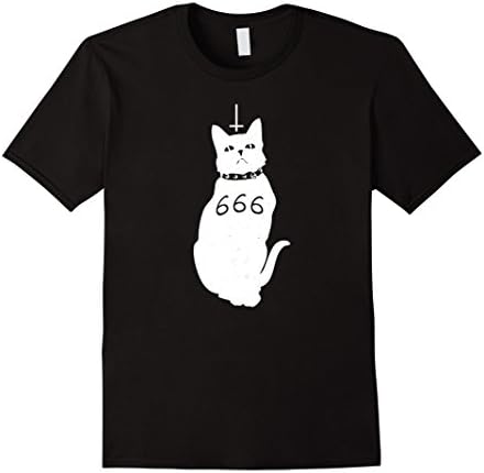 Mens Hail Satan Demonic Cat 666 Cross - Love Cats T-Shirt 2XL Black