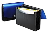 Smead Poly Frequency Expanding File, 12 Pockets, Flap and Cord Closure, Letter Size, Blue/Black (70863)
