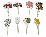 Bilipala Farm Zoo Animal Cake Cupcake Appetizer Decorations Toppers Picks, 24 Counting