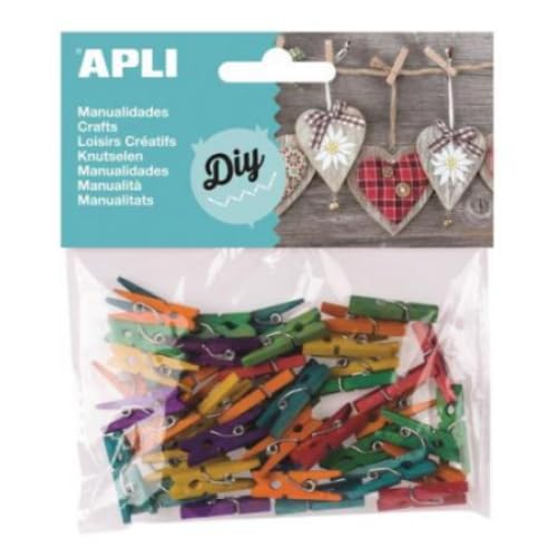 Pack of 5 Packs of 45 Mini Wooden Clips 25 x 3 mm Assorted Colours