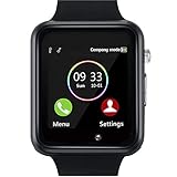 Smart Watch - YIIXIIYN Bluetooth Smart Watch Sport Fitness Tracker Wrist Watch Touchscreen with Camera SIM SD Card Slot Watch Compatible iPhone iOS Samsung LG Android Women Men Kids (Black)