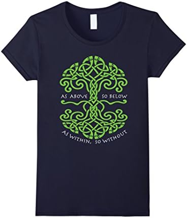 Women's As Above So Below Wiccan Pagan T-Shirt for Witches XL Navy