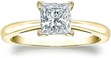 VBJewels Women's 2.75 Ct Princess Cut Cubic Zirconia Engagement Ring 14K Yellow Gold Toned Solitaire 12