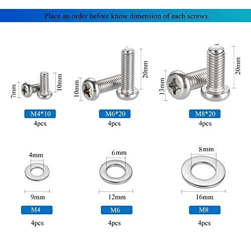 HanTof TV Mount Hardware Kit,Universal VESA TV Mount Screws for TV and