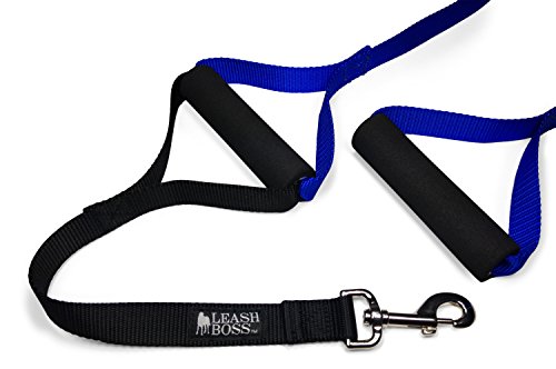 Leashboss Original - Heavy Duty Two Handle Dog Leash for Large Dogs - No Pull Double Handle Training Lead for Walking Big Dogs (Blue)
