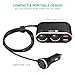 Te-Rich 96W 2-Socket Car Plug Splitter Cigarette Lighter Power Adapter 12V/24V DC Outlet Extender 5.4A (Quick Charge 3.0 + 2.4A) Dual USB Charger for iPhones, Samsung Galaxy and More