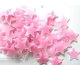 Luweki 100PC Kids Bedroom Fluorescent Glow In The Dark Stars Wall Stickers (Pink)