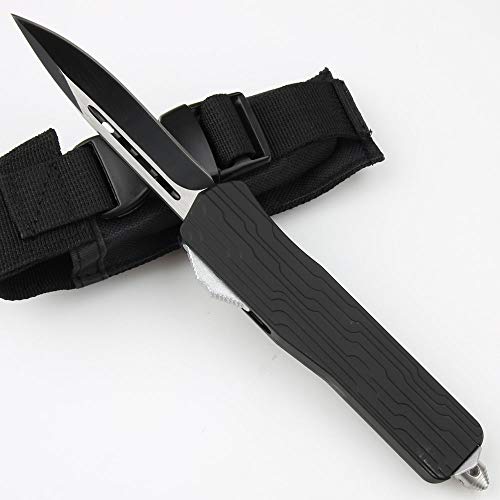 RQ EDC Manual Open Hunting Knife Black Handle 440 Blade tatical Outdoor
