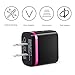 OKRAY 3 Pack iPhone Wall Charger 2A 5V Dual Port USB Wall Travel Charger Adapter for iPhone, iPad, Samsung Galaxy, HTC, Nexus, Moto, Blackberry, Bluetooth & Power Bank (Blue Hot Pink Rose Gold)