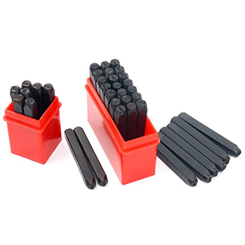 YaeTek Number and Letter Stamp Set (36 PIECE PUNCH SET/A-Z & 0-9) Industrial Grade Hardened Carbon Steel Metal - (5mm) Characters - Perfect for Imprinting Metal, Wood, Plastic, Leather, More