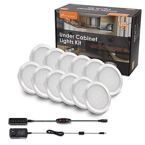 LED Cabinet Puck Lights Dimmable - Moobibear 2W 2040lm Under Cabinet Lighting Kit with 10 Levels Brightness Switch,12 Pack Warm White Under Counter Lighting for Kitchen Closet, All Accessories Include - Thumbnail 6