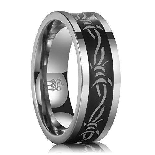 Three Keys Jewelry 8mm Tungsten Wedding Ring Etched Celtic Barbed Wire