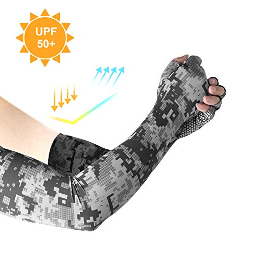 EXski UV Protection Cycling Sleeves - Cooling Sunblock Sunscreen Long Sleeve Gloves Anti Slip Palm Men Women Perfect for Driving Running Golfing Outdoor Activities