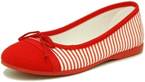 OKAA Cotton Canvas Ballet Flat Shoes With Stripes Design - For Girls