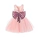 Pink Flower Girl Dresses for Girls 7-16 Wedding Bridal Gold Sequin Tulle Tutu Dress Party Princess Pageant Ball Gown Size 10-12 6T A Line Backless Birthday Elegant V Back Gowns 7 Years (Pink 140)
