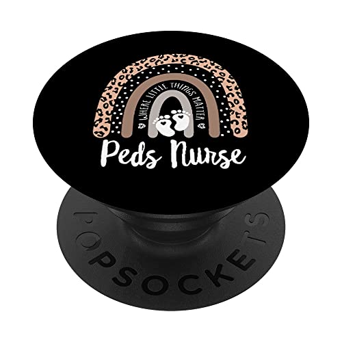 Funny PEDS Nurse, Leopard Boho Rainbow Cool For PEDS Nurse PopSockets Swappable…