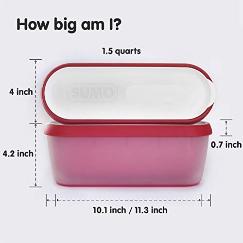 SUMO Homemade Ice Cream Containers: Insulated Tub. Dishwasher Safe. 1.5 Quart (2-Pack, Red)