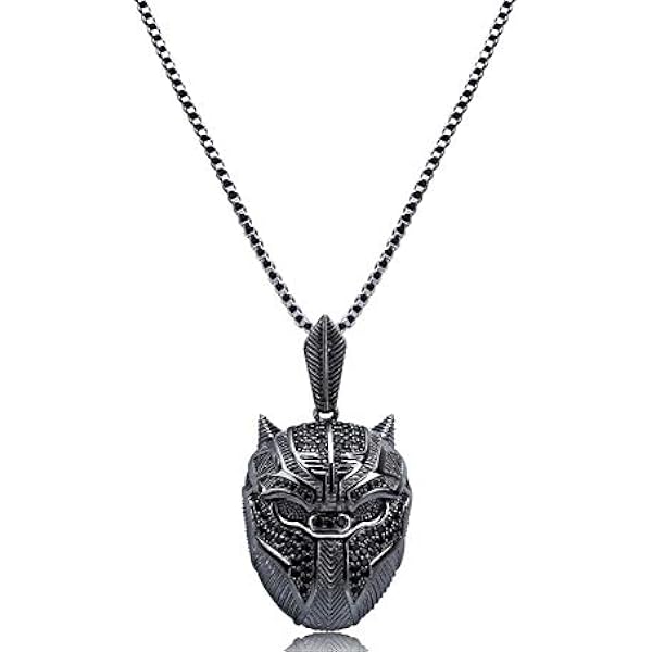 Hip Hop Black Panther Pendant Necklace for Women Men Iced