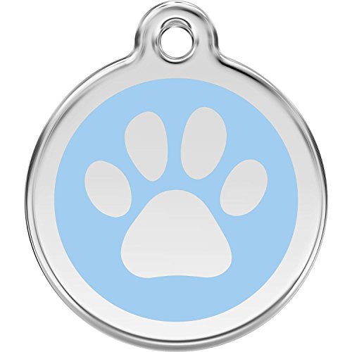 Red Dingo Personalized Paw Print Pet ID Dog Tag (Large Light Blue)