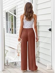 LILLUSORY Linen Pants Womens Flowy Wide Leg Beach