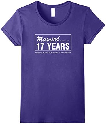 Womens 17th Wedding Anniversary Gifts for Him Her Couples T-Shirt Large Purple