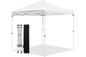 LANMOUNTAIN Pop Up Canopy Tent 8X8 FT,Easy Set-up Sade,Instant Shelter w/Canopy Cover,4 Ropes,Adjustable Straight Leg Heights Canopies,Outdoor Patio Tents for Parties,Commercial,Silvery White
